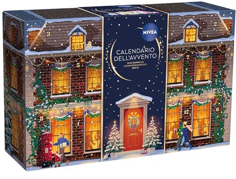NIVEA Calendario dell'Avvento 2026 per 24 momenti di coccole, Calendario Avvento donna e ragazza festivo ed elegante, Calendario Avvento beauty con prodotti e accessori selezionati NIVEA e Labello