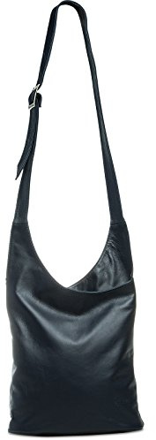Caspar TL764 Damen Umhängetasche Messenger Bag aus feinstem Nappaleder, Farbe:dunkelblau, Größe:One Size