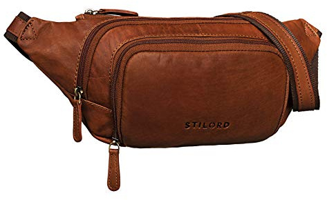 STILORD 'Luke' Bauchtasche Leder Herren Vintage Gürteltasche Unisex Damen Hüfttasche für Reisen Festival Konzert Freizeit Echtleder Brusttasche, Farbe:Cognac - braun