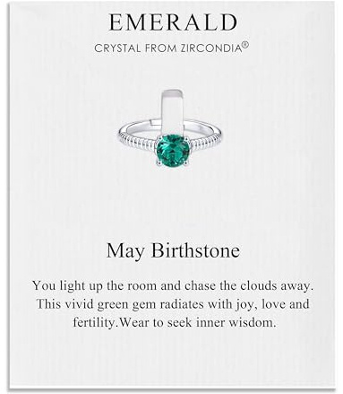 Philip Jones May (Emerald) Adjustable Birthstone Ring Created with Zircondia® Crystals