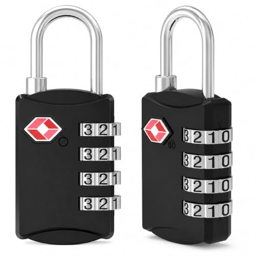 Diyife TSA Luggage Locks, [Updated Version][2 Packs] 4-Digit Security Padlock, Combination Padlocks, Code Lock for Travel Suitcases Luggage Bag Case etc. Black