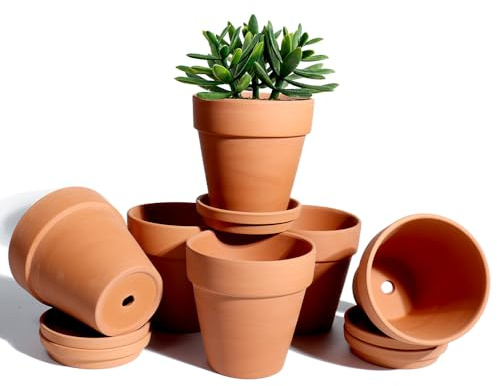 vensovo 6er-Pack 12,7 cm Terrakotta-Töpfe mit Untersetzern und Ablaufloch | Tontöpfe mit Untersetzern für Kakteen und Sukkulenten, ideal für Pflanzen, Bastelprojekte und Hochzeitsgeschenke