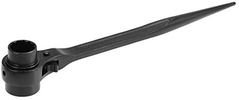 sourcing map 24 x 30mm 12 Point Scaffold Podger Ratchet Spanner Ratcheting Shallow Socket Wrench Tool (Black)