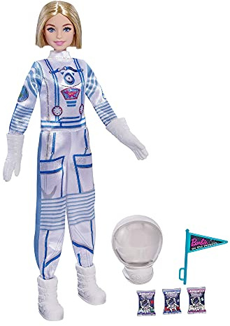 Barbie GTW30 - Weltraum Abenteuer Astronautin Puppe, blond, mit Raumanzug, Helm und Zubehörteilen, ab 3 Jahren