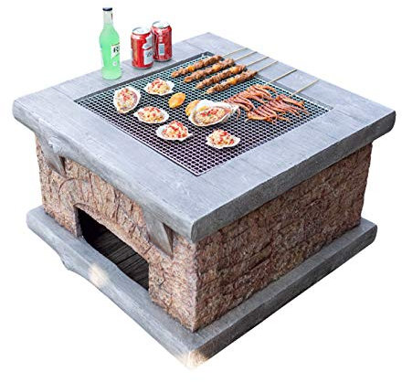Feuerstellen Nachahmung Stein Outdoor Holzfeuergrube, Hinterhof Patio Gartenkamin BBQ Grillofen, Magnesia Material, Anti-Frost Und Hitzebeständig (Color : Kit-1)
