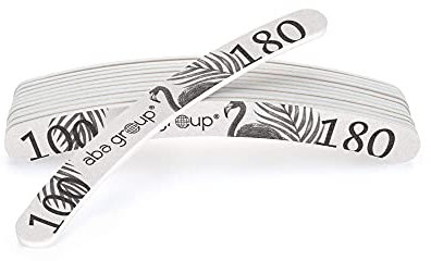 Aba Group professionelle Nagelfeile Flamingo, strapazierfähig,zum einmaligen Gebrauch, Nagelfeile von guter Qualität, abriebfest, Nagelfeilen-Set, hergestellt in EU (25 St. Bananen 100/180 Standard)