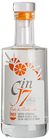 Gin J7 - Costa dei Trabocchi ® - Gin con Arancia selvatica - Premium gin mediterraneo con Arance e botaniche autoctone - 200 ML