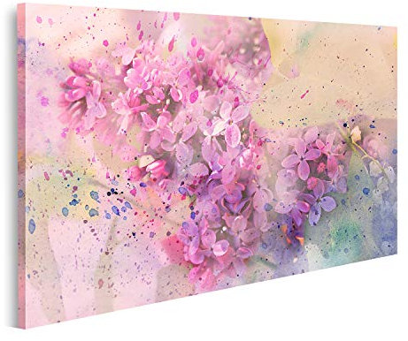 islandburner Bild auf Leinwand Aquarell Zweig der Flieder Drucke Kunst Poster Wandbild