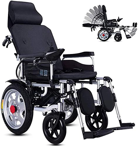Silla de Ruedas Eléctrica Portátil, Silla de Ruedas Eléctrica Ligera y Plegable con Reposacabezas Respaldo Ajustable y Joystick Para Silla de Ruedas de Ayuda Para Discapacitados,40AH