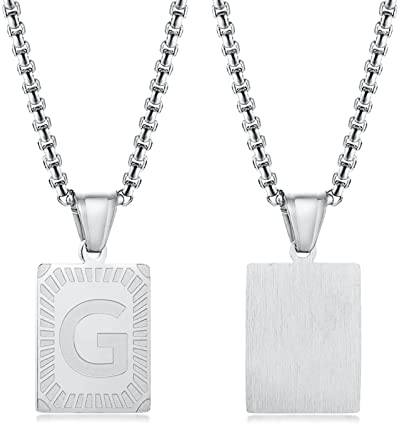 Skcess Schmuck für Frauen, Freundschaftsketten Silber Buchstabe Quadratischer Anhänger Kette Edelstahl Damen Halskette Damen Geschenk Ideen für Frau