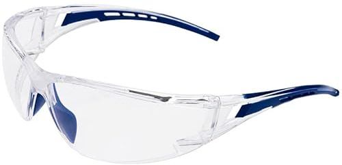 PRO FIT Gafas de seguridad Racer 2.0 – Gafas de trabajo con cristal transparente, gafas de seguridad antiempañamiento, soporte nasal suave y protección de presión, protección UV - Azul
