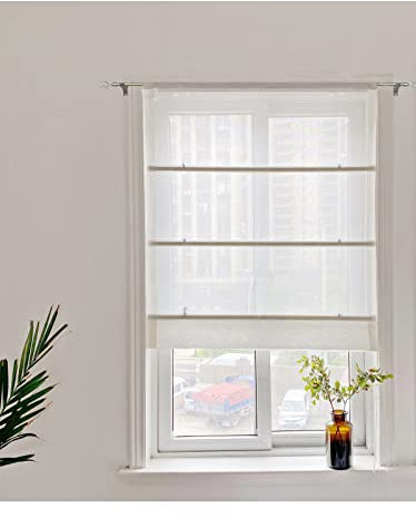 Yaland - Tenda a pacchetto con cordoncino, stile rustico, semitrasparente, 40 x 150 cm, colore: sabbia