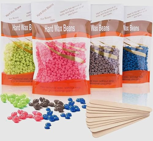 Grano Cera caliente depilatoria perla cera caliente profesional para pieles sensibles, áreas faciales (600G+20PALOS)