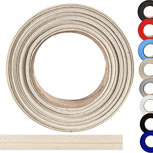 ME:NaMa Schrägband aus 100% Baumwolle - 10 m x 20 mm (gefalzt) - Hochwertiges Einfassband, Baumwollband, Schrägband - Ideal zum DIY-Nähen - In Belgien hergestellt, auf Einer Rolle (Natur)
