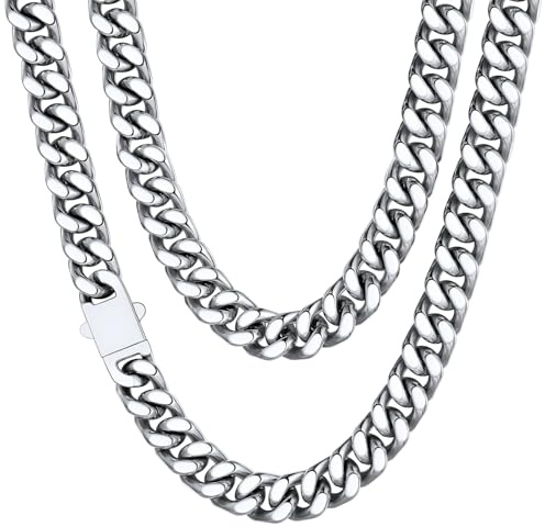 ChainsHouse Kubansk kedja för män och kvinnor, rostfritt stål, pansarkedja, bredd 5 mm/7 mm/9 mm/12 mm bred, kedjelängd 46 cm/51 cm/56 cm/61 cm/66/71 cm/76 cm/76 cm/76 cm, 51.0 Centimetres, Rostfritt