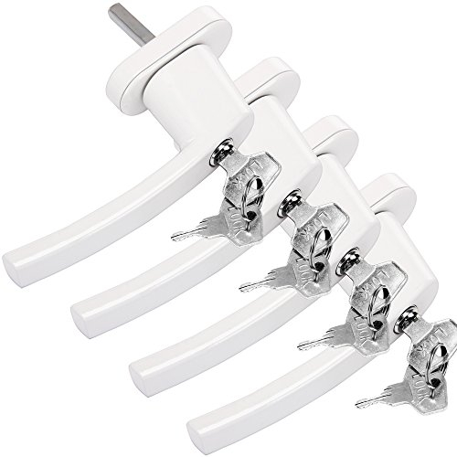 Monzana 4X Manilla de Ventana Puerta Universal con Cerradura + 2 Llaves Manija Bloqueo en 2 Posiciónes Blanco