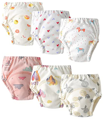 ACMEDE Culotte Apprentissage Propreté Bébé Garcon Fille 1 2 3 Ans Couche Culotte Anti-Fuite Bébé Culottes d'apprentissage de la propreté avec de Jolies Illustrations 3-6-12 Mois, Lot de 6