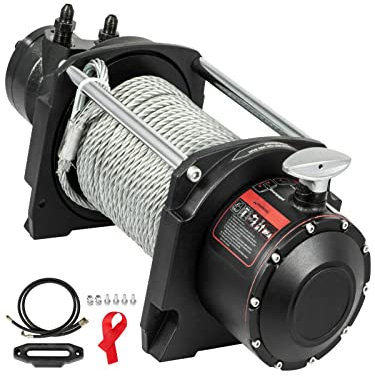 KIRANDY Hydraulische Winde 10000 bis 20000 Pfund mit 24 m schwerem Stahlkabel 2-stufiges Planetary Getriebe for ATV SUV Bootsfahrzeug