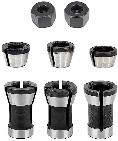 Mandrini a pinza per fresa, 6 pezzi in acciaio, ad alta precisione per fresatrice a pinza, adattatore di serraggio per la lavorazione del legno, incidere e tagliare la macchina, 6 mm 6,35 mm 8 mm