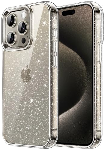 JETech Glitzer Hülle für iPhone 15 Pro Max 6,7 Zoll, Bling Glitter Stoßfest Handyhülle, Niedliche Glitzernde Schutzhülle für Frauen und Mädchen (Durchsichtig)
