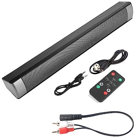 Barra de Sonido Portátil para TV/PC, Barra de Sonido con Subwoofer Bluetooth 5.0 con Altavoz Estéreo Dual de 5 W, Compatible con Llamadas Manos Libres, Tarjeta de Memoria y Modo