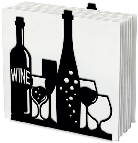 SUPERDANT Wine and Glasses Metal Napkin Holder Wine Serviette Holder Black Bottle Napkin Dispenser Tissue Metal for Kitchen Dining Table Countertop Farmhouse Restaurants Hotel Outdoor Decoration