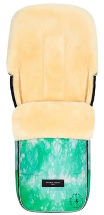 WERNER CHRIST BABY Lammfell-Fußsack FLIMS ICONIC LINE– vollfelliger Buggy, Kinderwagen-Fußsack (ab 6 bis 36 Mo.), medizinisches Fell, universal mit Langsschlitzen in green