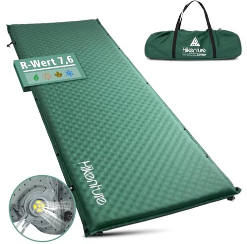 HIKENTURE Materassino autogonfiabile, spessore 5 cm, materasso da campeggio in schiuma, materasso ad aria autogonfiabile, comodo tappetino per dormire per campeggio, attività all'aperto, escursioni,