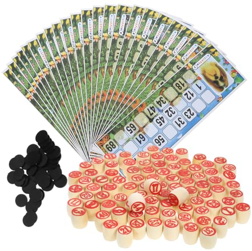 UPKOCH Russisches Lotto Spielset Aus Holz Mit Bingokarten Und Zahlenschachfiguren – Familienspiel Für Erwachsene – Klassisches Partyspiel Für Freizeit Und Geselligkeit