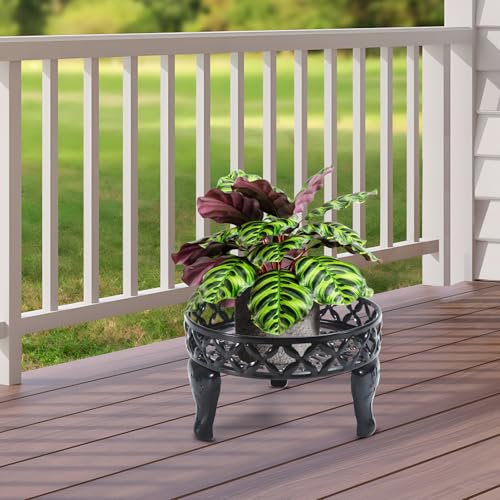 Santentre Black Metal Plant Stand - Indoor & Outdoor, Anti-Rust, Multiple Plants, Display Shelves for Garden Patio Decor