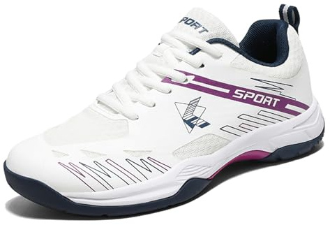 ZHENSI Pickleball-Schuhe, Court-Tennisschuhe Badminton Squash- Und Volleyball-Sneakers Für Männer Und Frauen,Weiß,36 EU