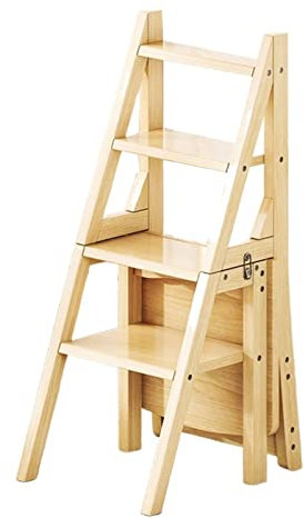 4-Stufen-Leiterstuhl, Tritthocker aus Holz, klappbarer Trittleiter-Treppenstuhl, tragbare Indoor-Kletterleiter-Schuhbank für Küche und Büro – 150 kg