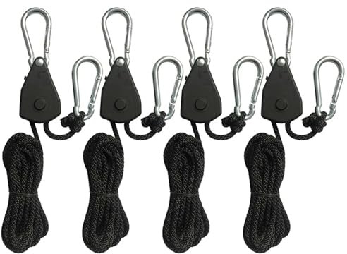 YGLEEULI Zeltschnur Lock Tie Down Strap 2Meter Ratschen Locking Kleiderbügel Hebe Pulley Haken Kanu Boot Bug Heck Seil for Camping(4 Piece)