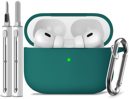 Inesore Compatible with AirPods Pro 1st/2nd Case - Deep Green-B | Silicone Protective Case Cover for Apple Air Pod Pro (2019/2022/2023), Unisex Design, with Cleaning Kit