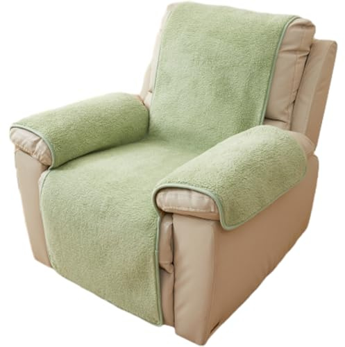 HonunGron Wende Sesselschoner Sherpa Schonbezug Ruhesessel Bezüge Für Fernsehsessel Relaxsessel Thick Warm Fleece Sesselschutz Sofaüberwurf Schutzbezug Sesselhusse (Grün,56 * 207cm)
