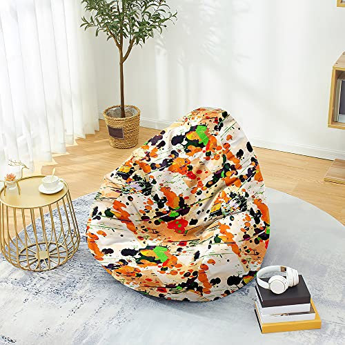 DOTBUY-SHOP Sitzsack Bezug (Ohne Füllstoff), Comfort Sitzsack Kinder Erwachsene, Waschbar Bean Bag Krawattenfarbe Sitzsäcke, Gaming Bean Bag Chair für Indoor Outdoor (M,Orange)