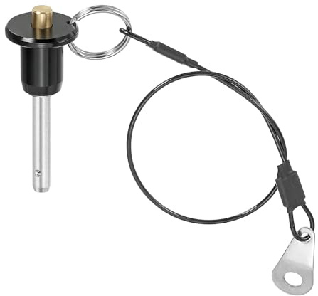 PATIKIL Spilla a Sgancio Rapido 3/16 x 0.79, Perno Bloccaggio a Sfera Acciaio Inossidabile 304, Perni Posizionamento Sicurezza con Pulsante, Cavo Sicurezza da 25 Cm (5 x 20mm)