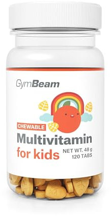 GymBeam Multivitamin für Kinder zum Kauen - Enthält Vitamine A, D, E, K, B-Komplex & C, mit Kurkuma-Extrakt, unterstützt Immunsystem, Sehkraft & Herzfunktion, Vitamine für Kinder, 120 tab