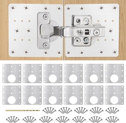 Kit de réparation de charnière - 12 pièces - En acier inoxydable - Avec vis - Pour armoire, meuble, tiroir, fenêtre