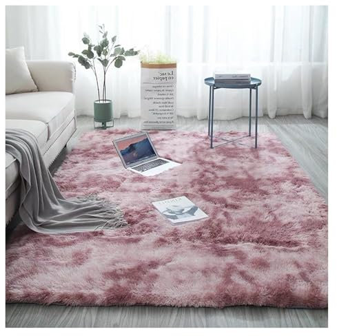 GOUSANG Alfombras de Habitacion 200 x 230 cm Alfombra Lana Alfombra Superficie Suave Pelo Largo Fluffy Alfombra para Salón, Suave Mullida Duradera Resistente, Rosa Púrpura