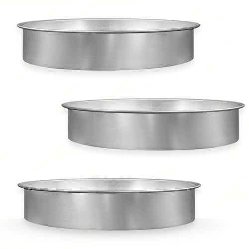 Set 3 Stampi Tortiera Professionali per Cottura, 20x7.5h cm, Rotondi, Alluminio Anodizzato | Senza Punti di Saldatura | Ideale per Cheesecake Americane e Dessert Moderni