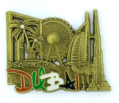 Dubai Magnet - Dubai Souvenir Magnet - Dubai Landmarks Metal Fridge Magnets - UAE Gift Magnets - Dubai Burj Khalifa (Antique Green)