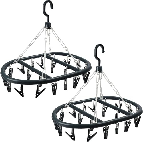 Laundry Mate Sock Hanger with 20 Pcs Clothes Pegs for Indoor Outdoor Laundry Drying Rack for Socks & Underwear Durable & Water Proof Deluxe Clothes Airer With Hook Including 20 Laundry Pegs (2)