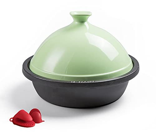 Olla para tajín marroquí de Hierro Fundido, Olla para tajín de Hierro Fundido, Olla para tajín marroquí esmaltada, Cacerola de inducción, Olla de Barro Hecha a Mano, Olla de cocción Lenta (c