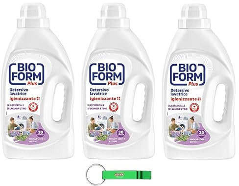 Bioform Detergente Higiénico para la ropa con aroma a lavanda y tomillo – Detergente líquido para lavadora – 30 lavados 1625 ml + llavero Beni Culinari gratis