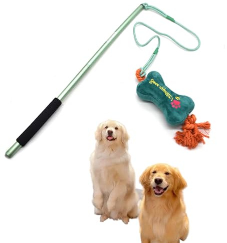 Angzhili Flirt Pole Dogs,Interactive Dog Toys Retractable Dog Toy Stick with Squeaky plush toy ease Chew Toys Rope for Chewing,Outdoor Training Exercise
