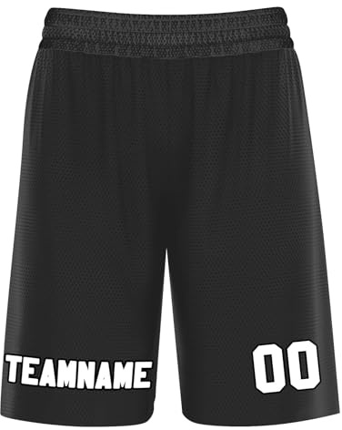 Yunshenla Personalisierte Basketball Shorts Herren Sporthose Kurz Laufshorts,Customized Team Name und Number Atmungsaktive Training Kurze Hose Running Jogginghose fur Männer Kinder