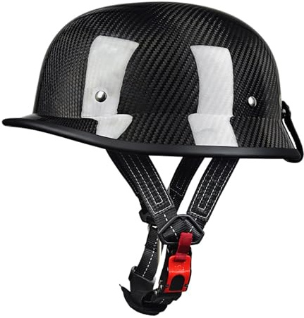 DOT Approved Retro Half Shell Helmet Motorcycle Open Face Half Helmet Men and Women Adults Lightweight Electric Scooter Helmet Moped Cruiser Cycling Chopper V Carbon Fiber Helmet(A,Medium)