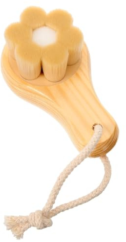 Gesichtsreinigungsbürste mit Holzgriff, Weichen Fasern, Beige | Peelingbürste und Porenreiniger, Handliche Form, Multifunktional für Tägliche Hautpflege