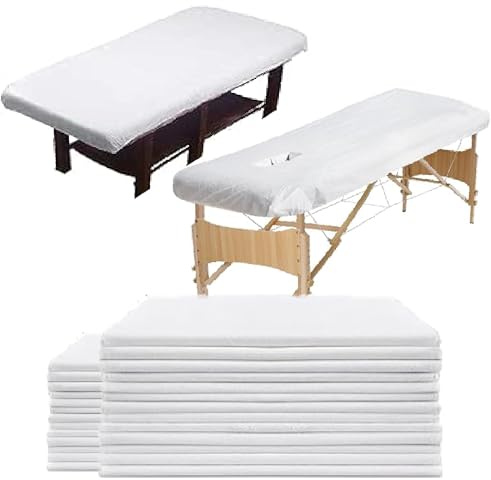 Disposable Bed Sheets - Massage Table Sheets, 100 Pack, 100 x 200 cm, Non-Woven Fabric, White, Breathable and Durable Sheets, massage salons, beauty salons, tattoo shops